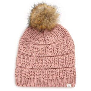 NWT * TREASURE & BOND Knit Pom Pom Beanie in Pink